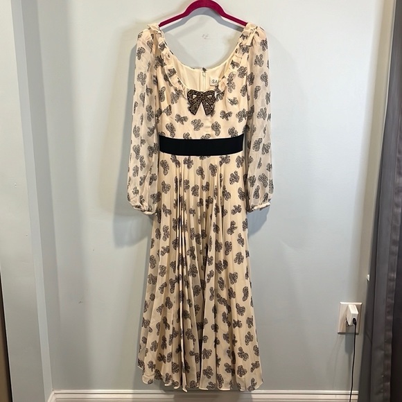 Saloni Denise Dress In Cream Bows With Embroidered Details UK6/US2 - Picture 4 of 6